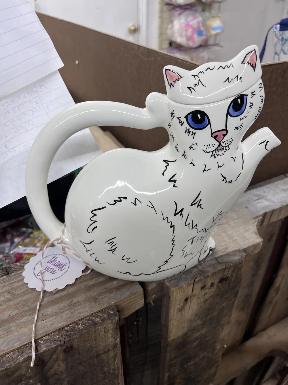 White Cat-Shaped Ceramic Teapot